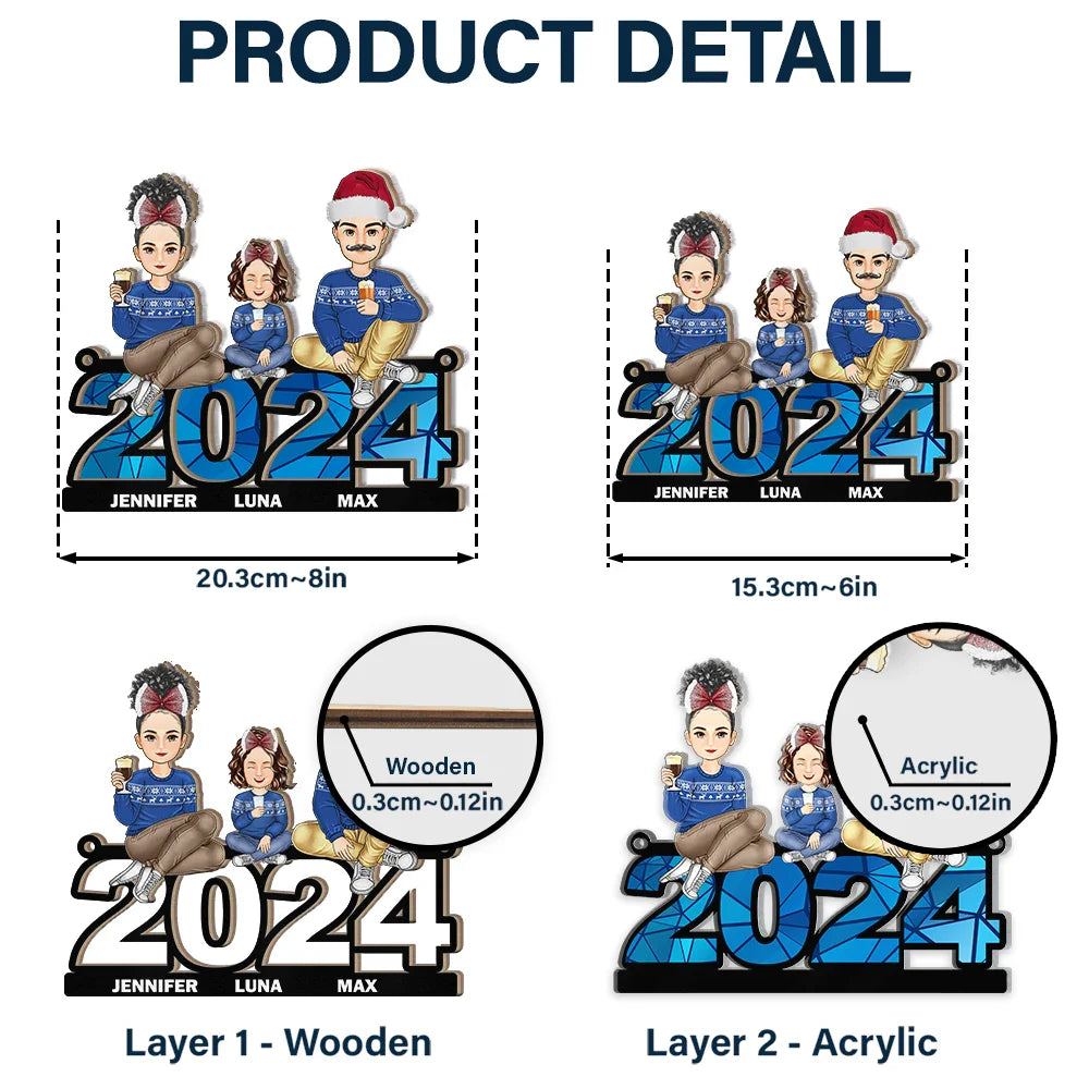 Family Sitting 2024 - Personalized Window Hanging Suncatcher Ornament