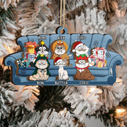 Funny Christmas Cat - Personalized 2-Layered Wooden Ornament
