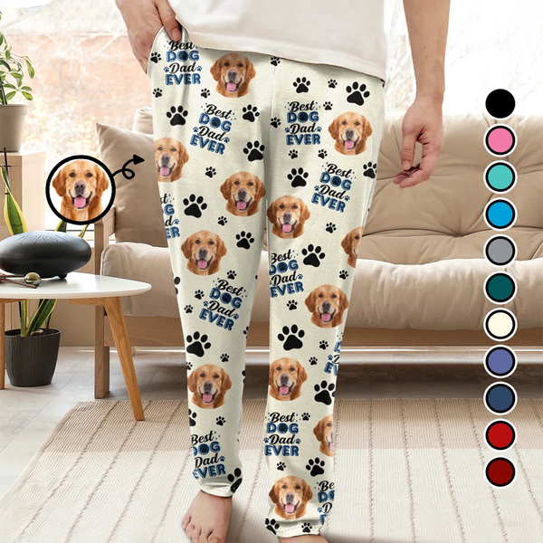 Custom Photo Best Dog Dad Dog Mom - Personalized Pajama Pants