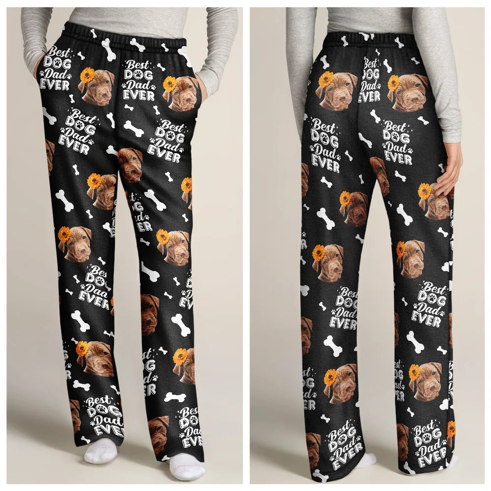 Custom Photo Best Dog Dad Dog Mom - Personalized Pajama Pants