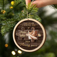 Christmas,Custom Photo,Gift For Couples,Gift For Husband,Gift For Wife,Gift For Boyfriend,Gift For Girlfriend,Happy - Custom Photo The Year I Found My Missing Piece - 2-Layered Wooden Ornament