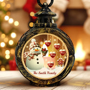 Family - Snowman Family Kids Pets - Personalized Candlelight Lantern Ornament