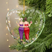 Gift For Bestie - Your Heart And My Heart Are Very Old Friends - Personalized Heart Shaped Glass Ornament