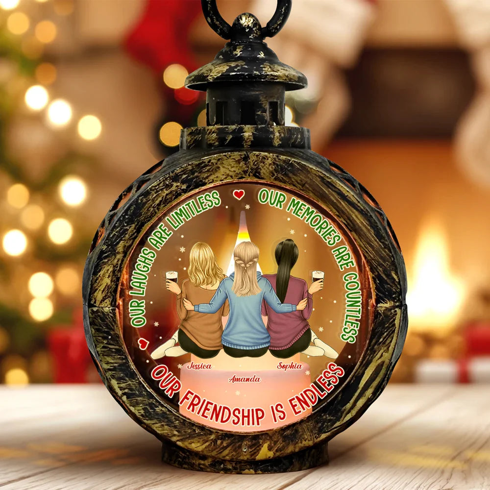Gift For Bestie - Our Memories Are Countless Our Friendship Is Endless - Personalized Candlelight Lantern Ornament