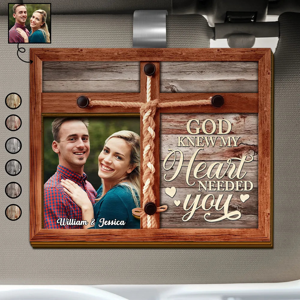 Gift For Couples, Gift For Husband, Gift For Boyfriend, Gift For Wife, Gift For Girlfriend - Custom Photo My Heart Needed You - Personalized Custom Shaped Car Visor Clip