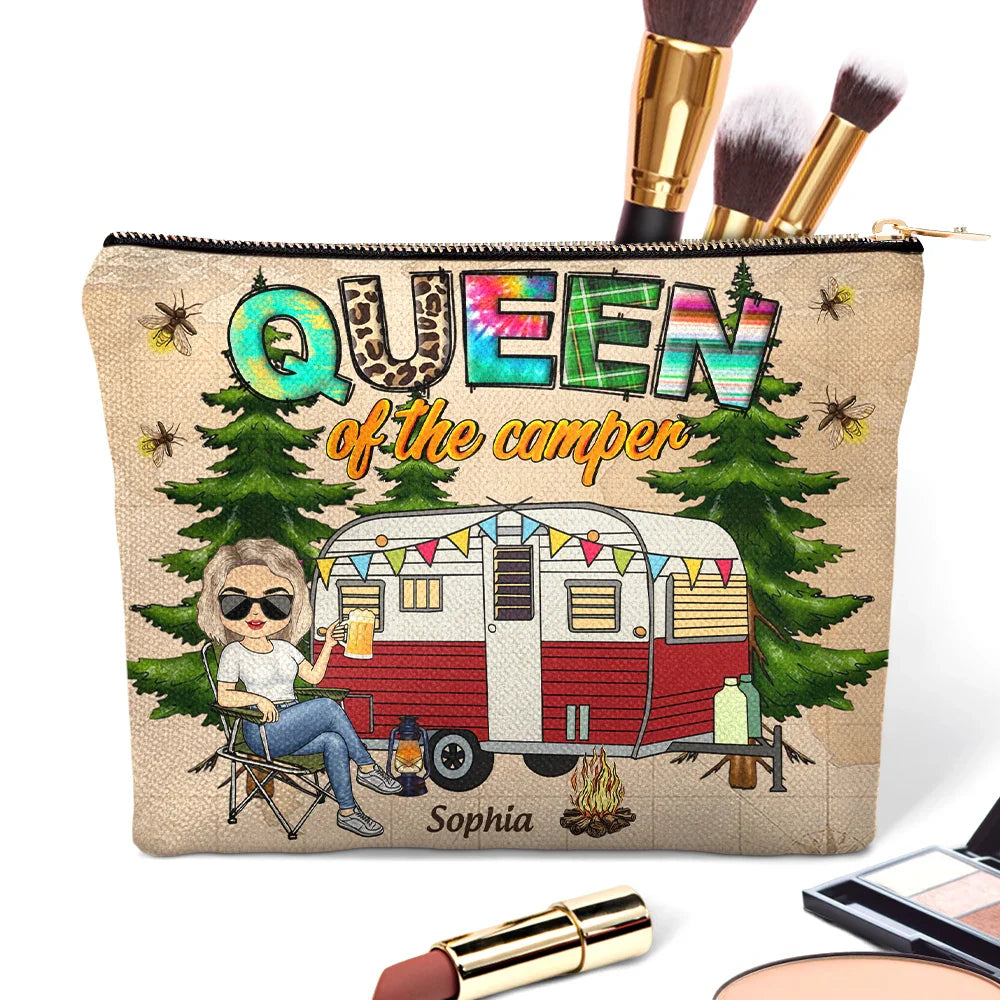 Queen Of The Camper - Personalized Cosmetic Bag