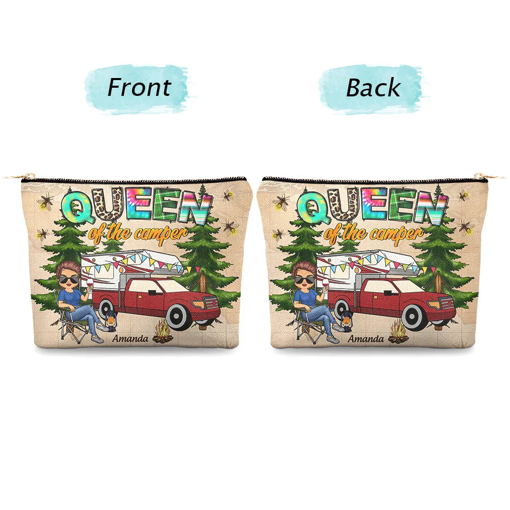 Gift For Yourself, Camping, Campsite - Queen Of The Camper - Personalized Cosmetic Bag
