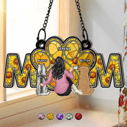 Dog Lovers, Dog Mom, Pet Lovers - Dog Mom With Heart - Personalized Window Hanging Suncatcher Ornament