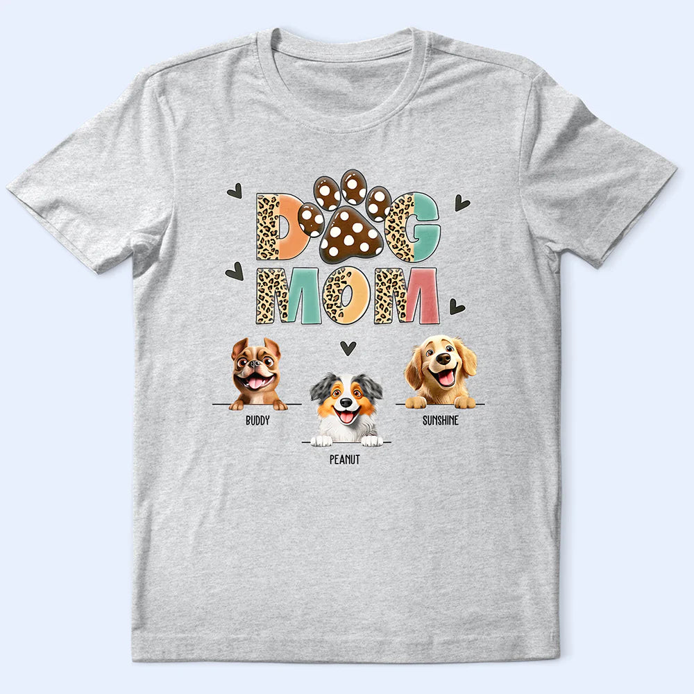 Dog Mom Leopard 3D Effect - Personalized T Shirt