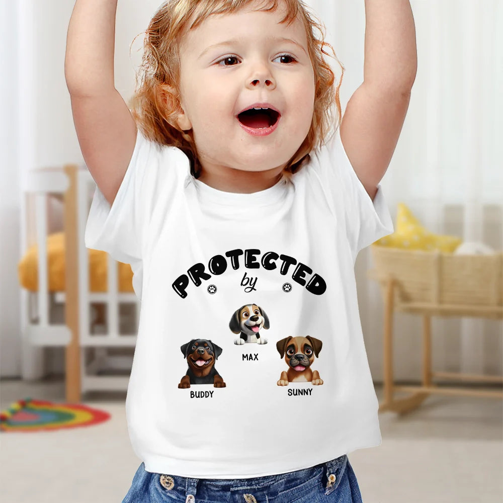 Dog Lovers,Pet Lovers,Funny - Protected By 3D Effect Dog - Personalized Baby Onesie