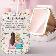 Gift For Sibling,Gift For Sisters - Here’s Your Reminder - Personalized Makeup Box With LED Mirror