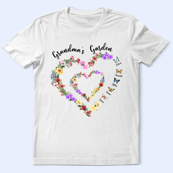 Gift For Grandma, Happy - Grandma's Garden - Personalized T Shirt