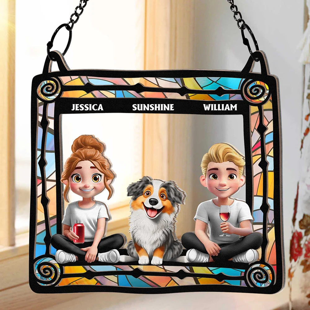 Dog Couple, Dog Lovers, Love - Lovely Dog Couples - Personalized Window Hanging Suncatcher Ornament