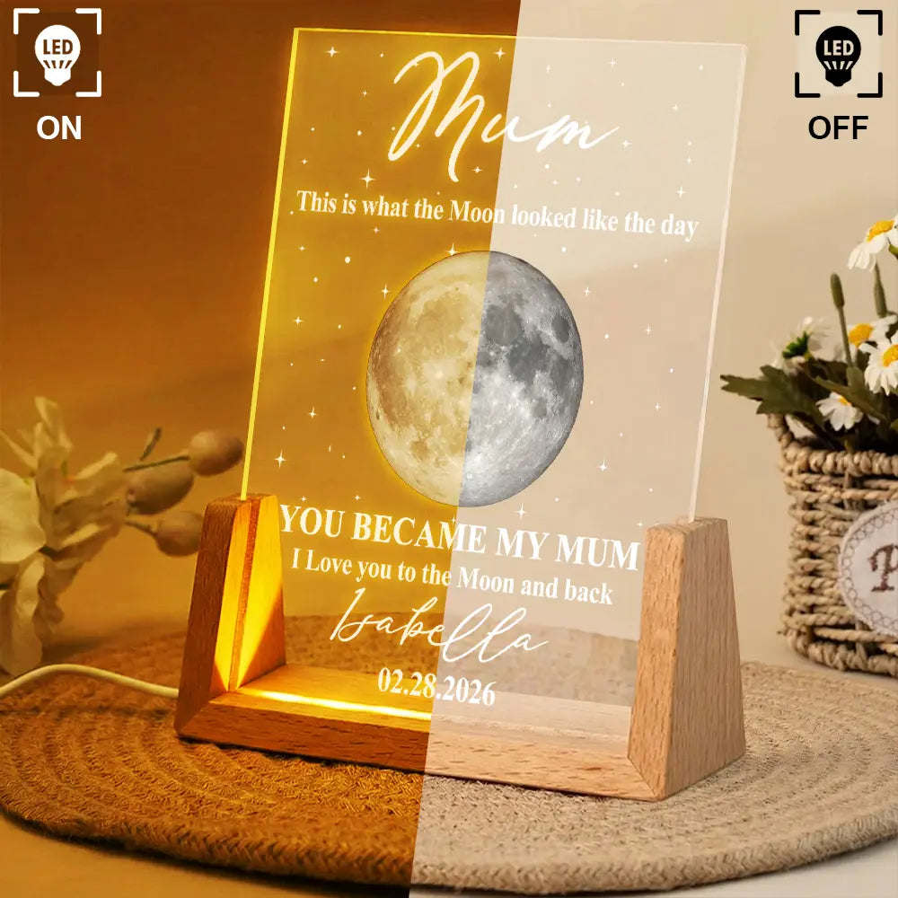 Moon Phase The Moon The Day You Became My Mom - Personalized Night Light