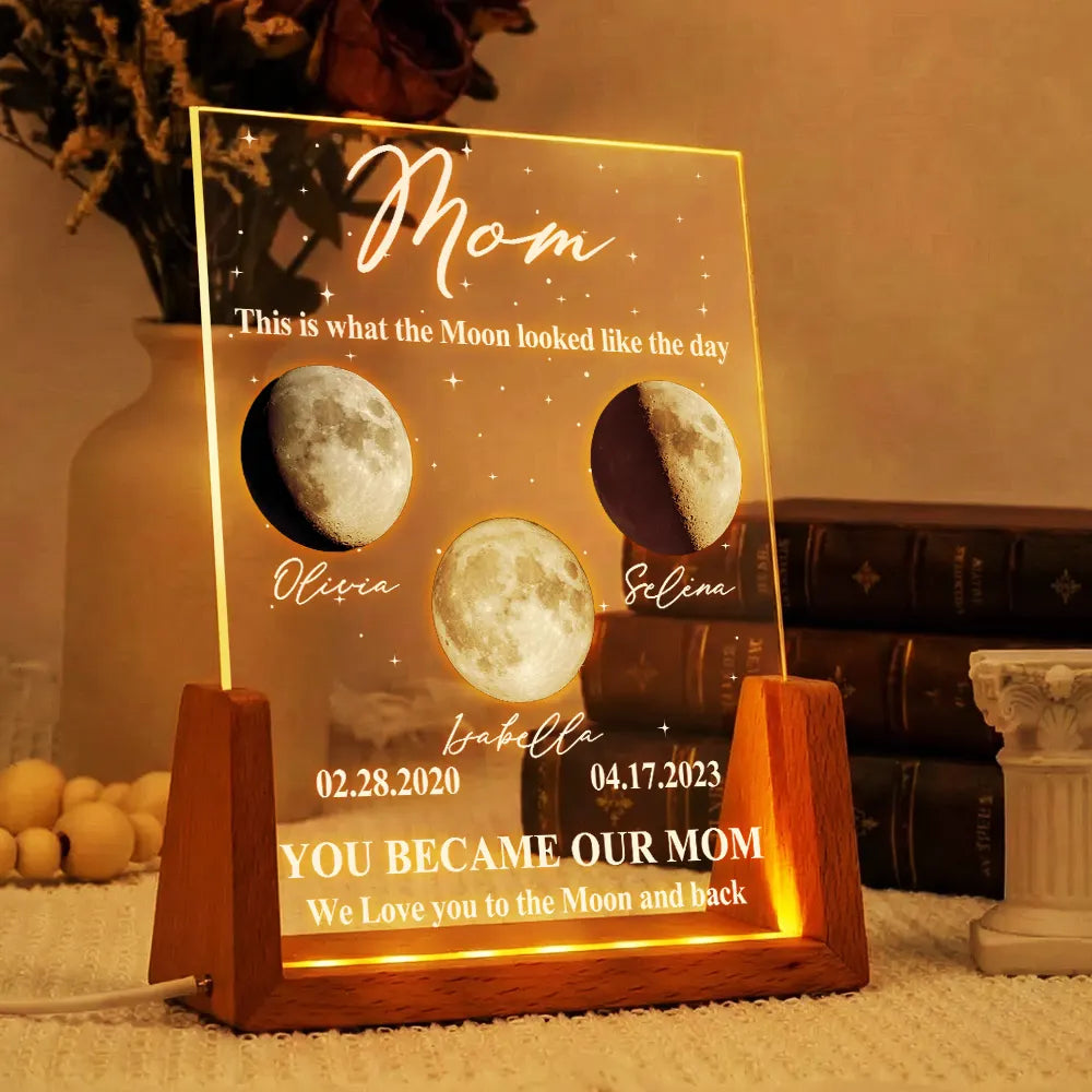 Moon Phase The Moon The Day You Became My Mom - Personalized Night Light