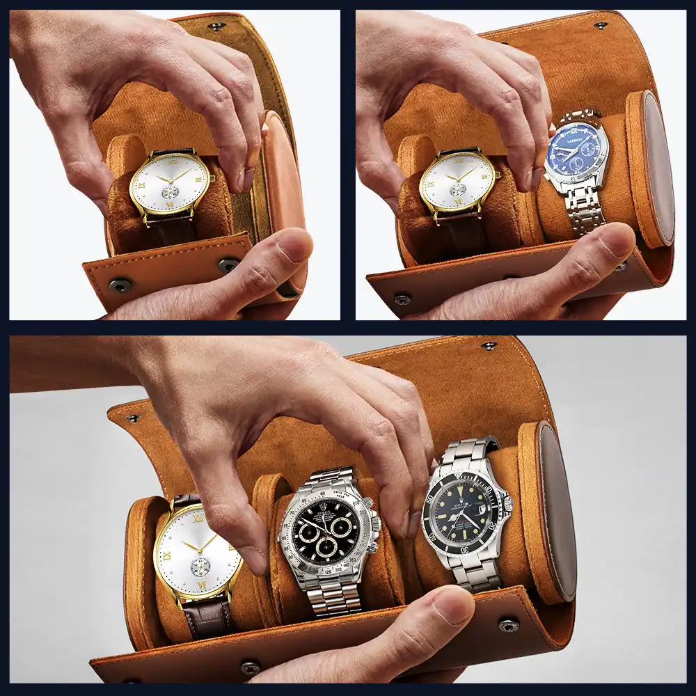 Gift For Son,Dad - Sons,Grandpa - Grandkids,Gift For Grandkids,Gift For Men,Happy,Sentimental - My Son Grandson Forever - Personalized Leather Watch Case