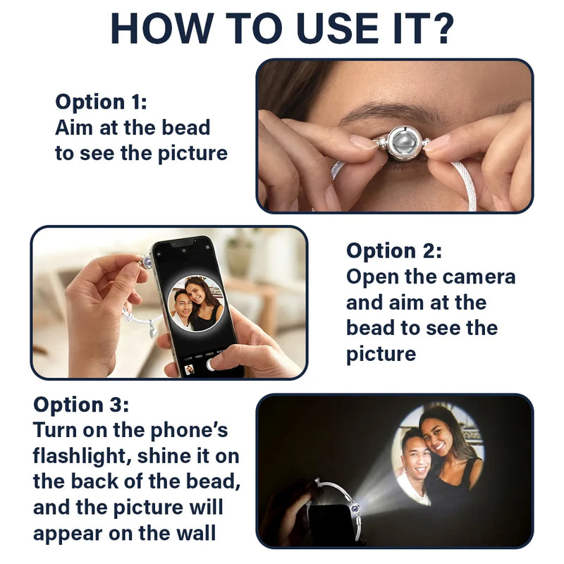 Gift For Mother,Gift For Daughter,Mom - Daughters (Adult),Love - Custom Photo Mother And Daughter Forever Linked Together - Personalized Photo Projection Bracelet Magnetic Initial