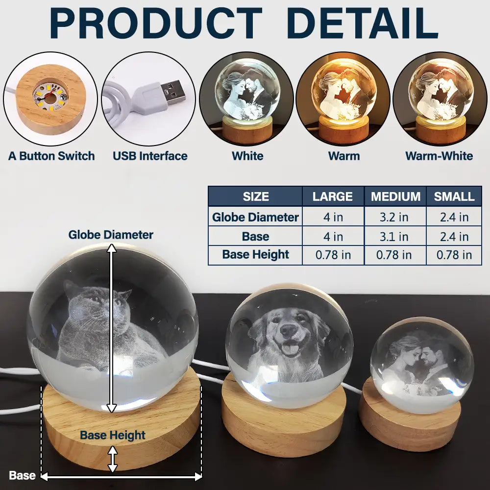 Custom Photo,New baby,New Mom,New Dad,Happy - Custom Photo Calendar The Day You Became My Mommy - Personalized Crystal Globe Lamp