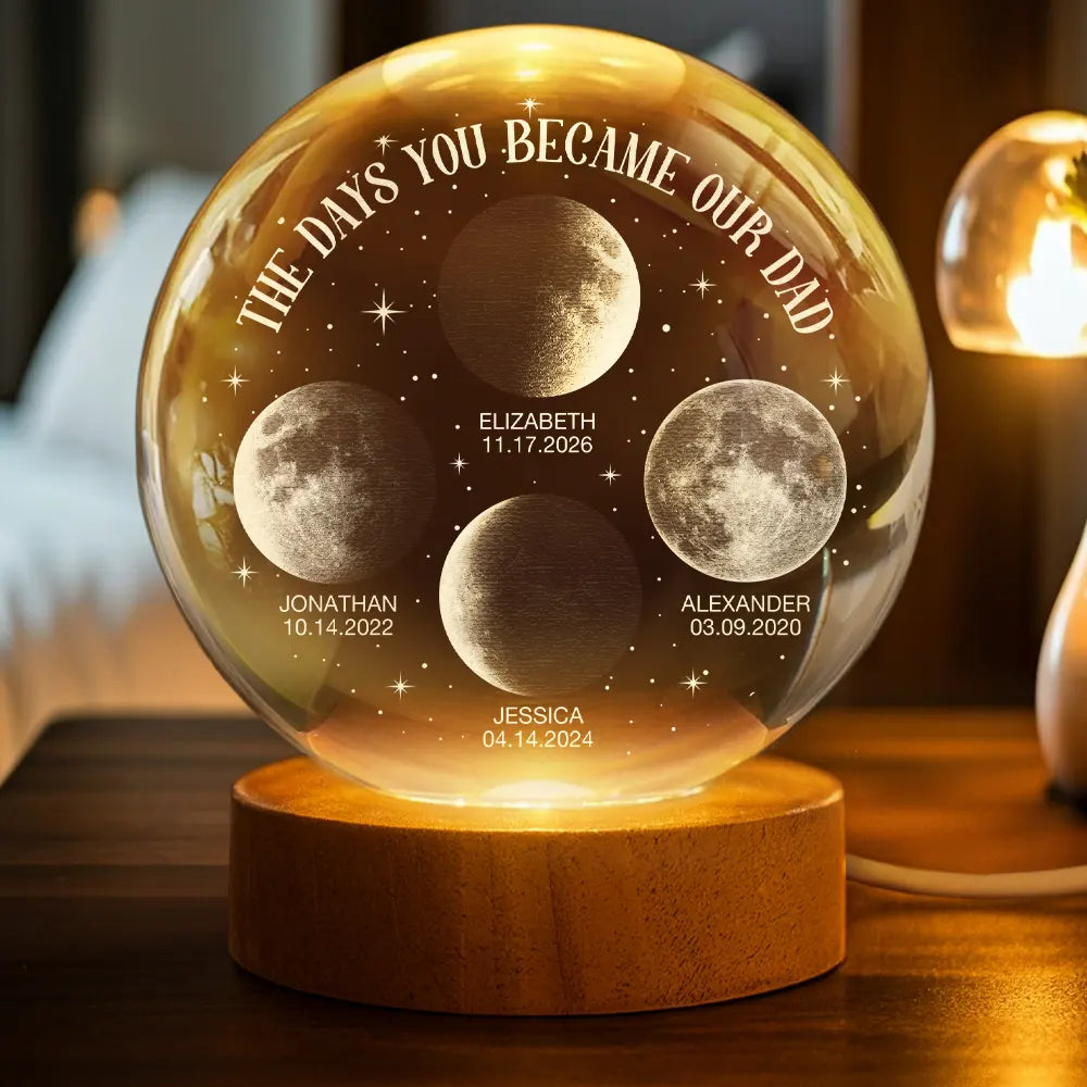 Moon Phase The Days You Became My Mom - Personalized Crystal Globe Lamp