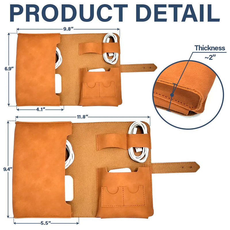 Gift For Women,Gift For Men,Gift For Yourself,Happy,Travel - Monogram Name Initial - Personalized Leather Cable Bag