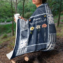 Gift For Mother,Gift For Grandma,Love,Gift For Women - Quilt Pattern Birth Month Flower Grandmas Garden - Personalized Fleece Blanket, Sherpa Blanket