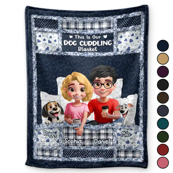 Gift For Couples,Gift For Husband,Gift For Wife,Gift For Boyfriend,Gift For Girlfriend,LGBT,Dog Lovers,Cat Lovers,Dog Couple,Cat Couple,Pet Couple,Pet Lovers,Love - Quilt Pattern Our Dog Cat Cuddling Blanket - Personalized Fleece Blanket, Sherpa Blanket