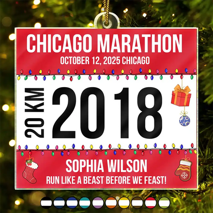 Race Bib For Runner Christmas - Personalized Custom Shaped Acrylic Ornament
