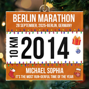 Top Market,Gift For Yourself,Gift For Women,Gift For Men,Christmas,Happy - Race Bib For Runner Christmas - Personalized Custom Shaped Acrylic Ornament