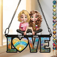 Gift For Couples,Gift For Husband,Gift For Wife,Gift For Boyfriend,Gift For Girlfriend,LGBT - Rainbow Love Is Love - Personalized Window Hanging Suncatcher Ornament