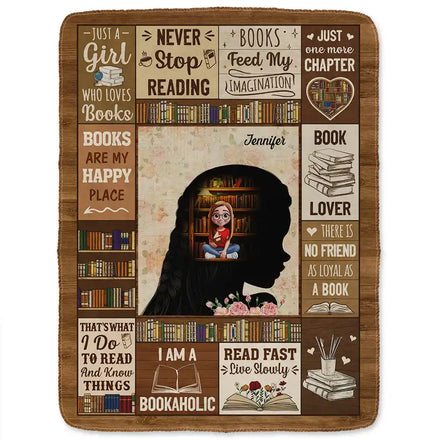 Reading Just A Girl Who Loves Books, Book Soul - Personalized Fleece Blanket, Sherpa Blanket