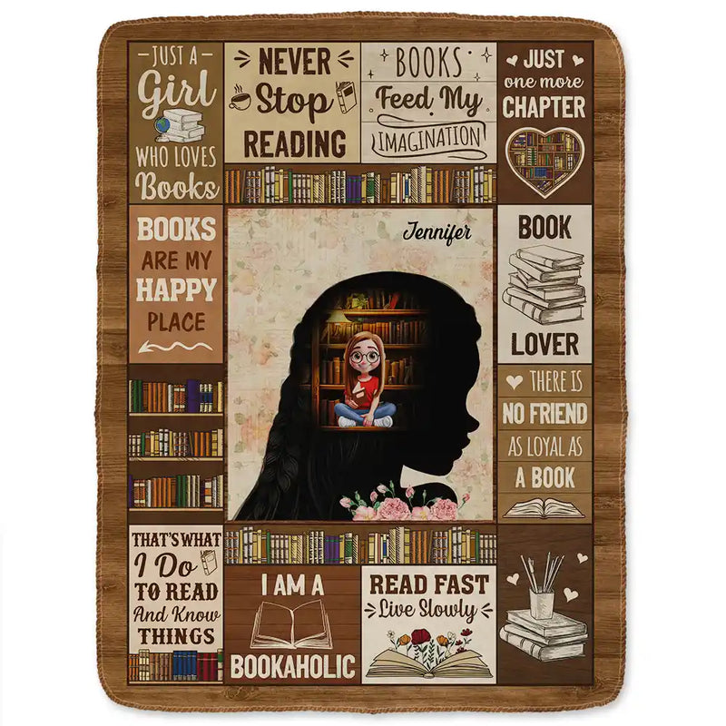 Reading,Gift For Yourself,Gift For Women,Happy - Reading Just A Girl Who Loves Books, Book Soul - Personalized Fleece Blanket, Sherpa Blanket
