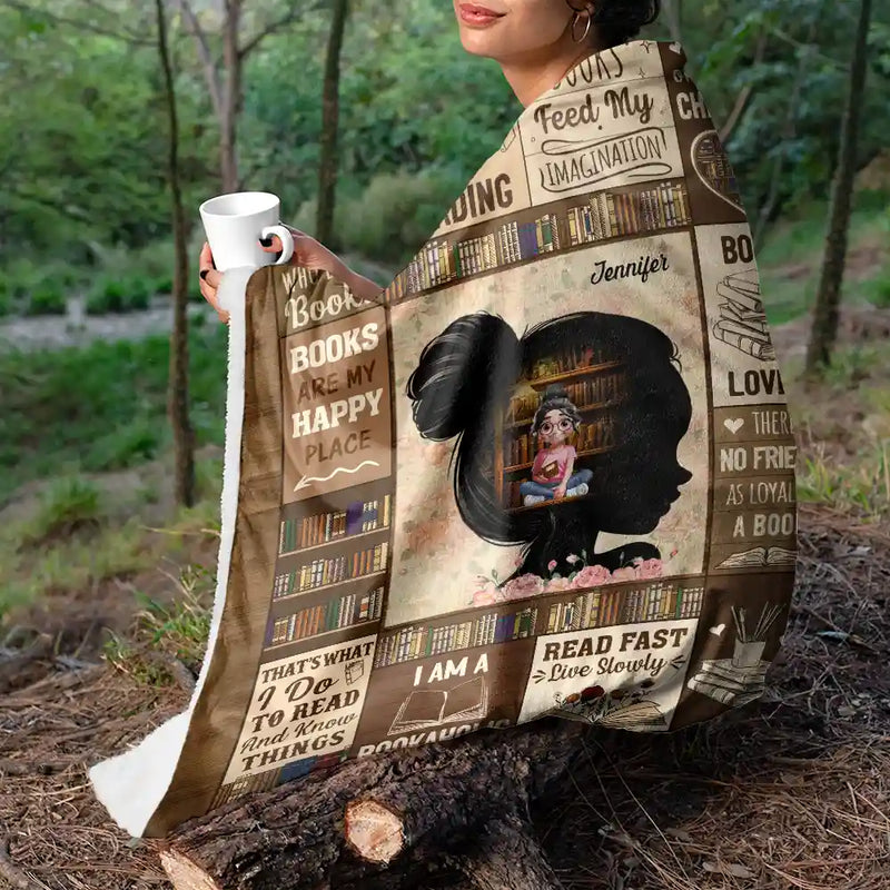 Reading,Gift For Yourself,Gift For Women,Happy - Reading Just A Girl Who Loves Books, Book Soul - Personalized Fleece Blanket, Sherpa Blanket