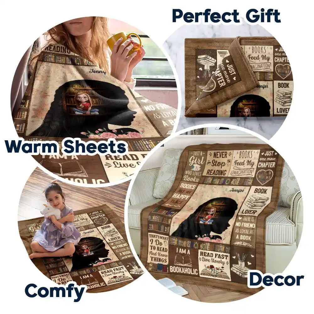 Reading,Gift For Yourself,Gift For Women,Happy - Reading Just A Girl Who Loves Books, Book Soul - Personalized Fleece Blanket, Sherpa Blanket