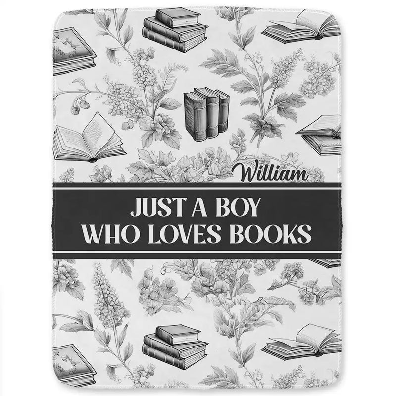 Reading, Gift For Yourself, Gift For Women, Happy - Reading Toile De Jouy Style Just A Girl Who Loves Books - Personalized Fleece Blanket, Sherpa Blanket