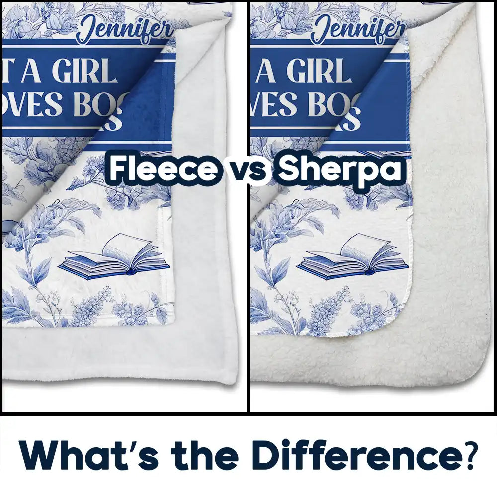 Reading, Gift For Yourself, Gift For Women, Happy - Reading Toile De Jouy Style Just A Girl Who Loves Books - Personalized Fleece Blanket, Sherpa Blanket