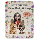 Reading, Pet Lovers, Cat Lovers, Happy - Reading Girl Who Loves Books & Pets Birth Month Flower - Personalized Fleece Blanket, Sherpa Blanket