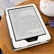 Christmas,Cozy,Reading,Gift For Yourself,Vector - Reading Is My Happy Place - Personalized Kindle Paperwhite Case Kickstand