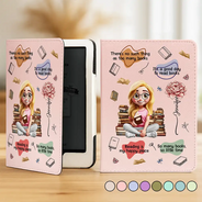 Christmas,Cozy,Reading,Gift For Yourself,Vector - Reading Is My Happy Place - Personalized Kindle Paperwhite Case Kickstand