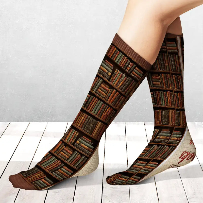 Reading,Gift For Women,Pet Mom,Cat Mom,Dog Mom,Happy,Top Market - Reading Just A Girl Who Loves Books & Dogs Cats 3D Effect - Personalized Socks