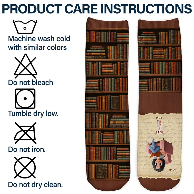 Reading,Gift For Women,Pet Mom,Cat Mom,Dog Mom,Happy,Top Market - Reading Just A Girl Who Loves Books & Dogs Cats 3D Effect - Personalized Socks