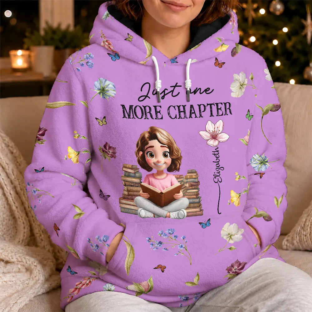 Gift For Yourself,Gift For Women,Vector,Happy - Reading Lover Birth Flower Just A Girl Who Loves Books - Personalized Fleece Hoodie