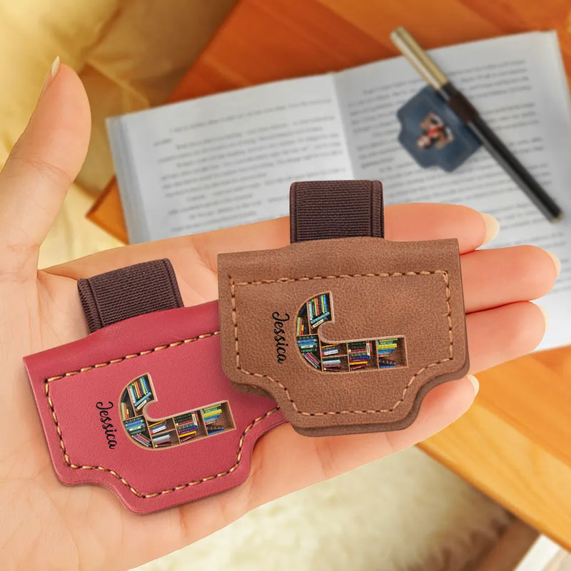 Gift For Yourself,Happy - Reading Monogram Keepsake Bookish Keepsake - Personalized Magnetic Leather Pen Clip