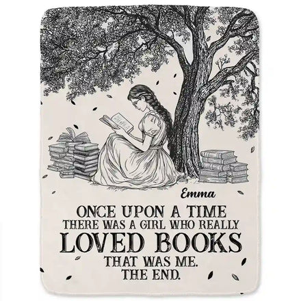 Reading Once Upon A Time There Was A Girl - Personalized Fleece Blanket, Sherpa Blanket