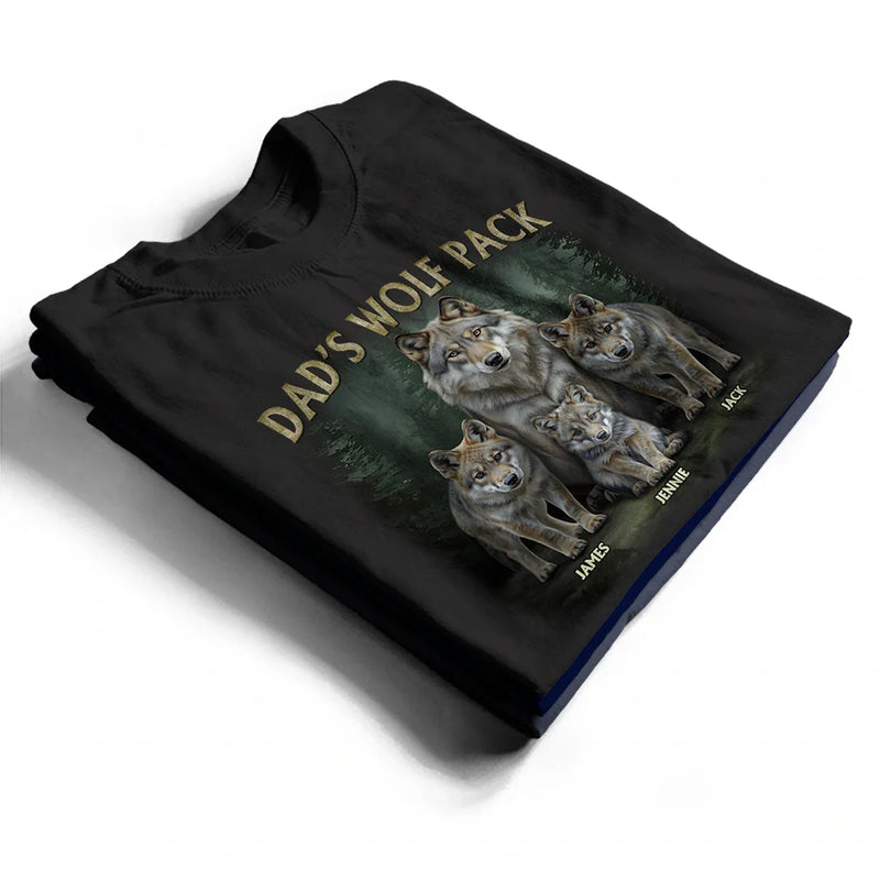 Gift For Father,Gift For Grandpa,Love - Realistic Art Papa Dad Wolf Pack - Personalized T Shirt