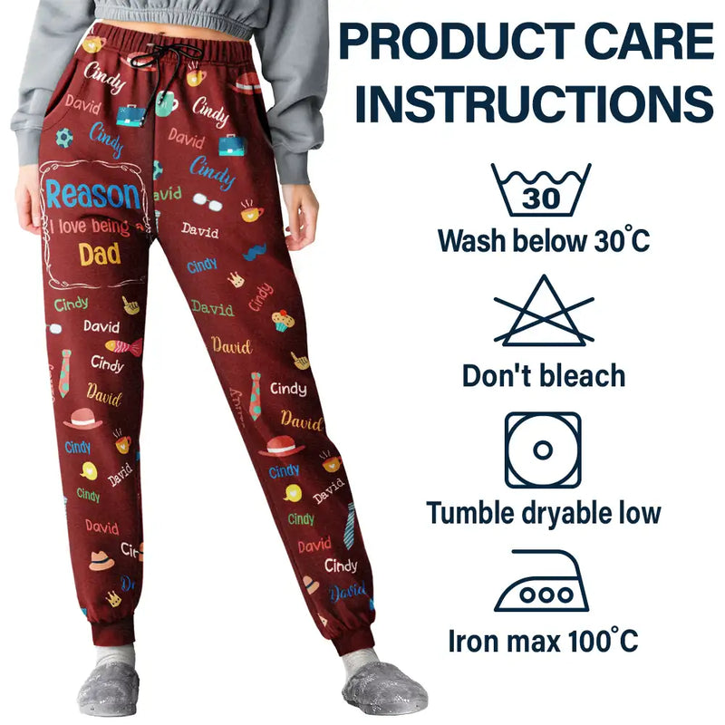 Gift For Grandpa,Gift For Father,Funny - Reason I Love Being A Grandpa Dad Custom Names - Personalized Pajama Pants