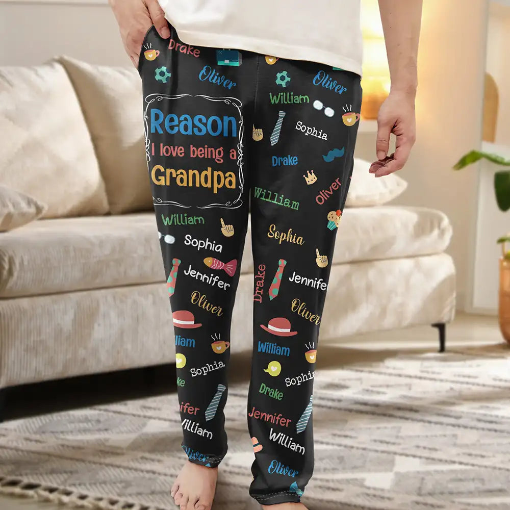 Reason I Love Being A Grandpa Dad Custom Names - Personalized Pajama Pants
