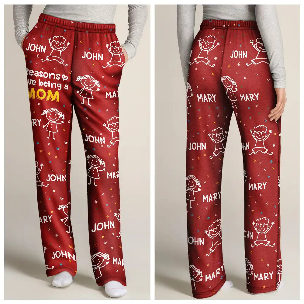 Gift For Grandpa,Gift For Father,Funny,Stick Figure - Reasons I Love Being Papa Stick Figures - Personalized Pajama Pants