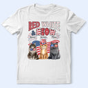 Funny, Cat Lovers, Pet Lovers, Independence Day - Red White Meow - Personalized T Shirt