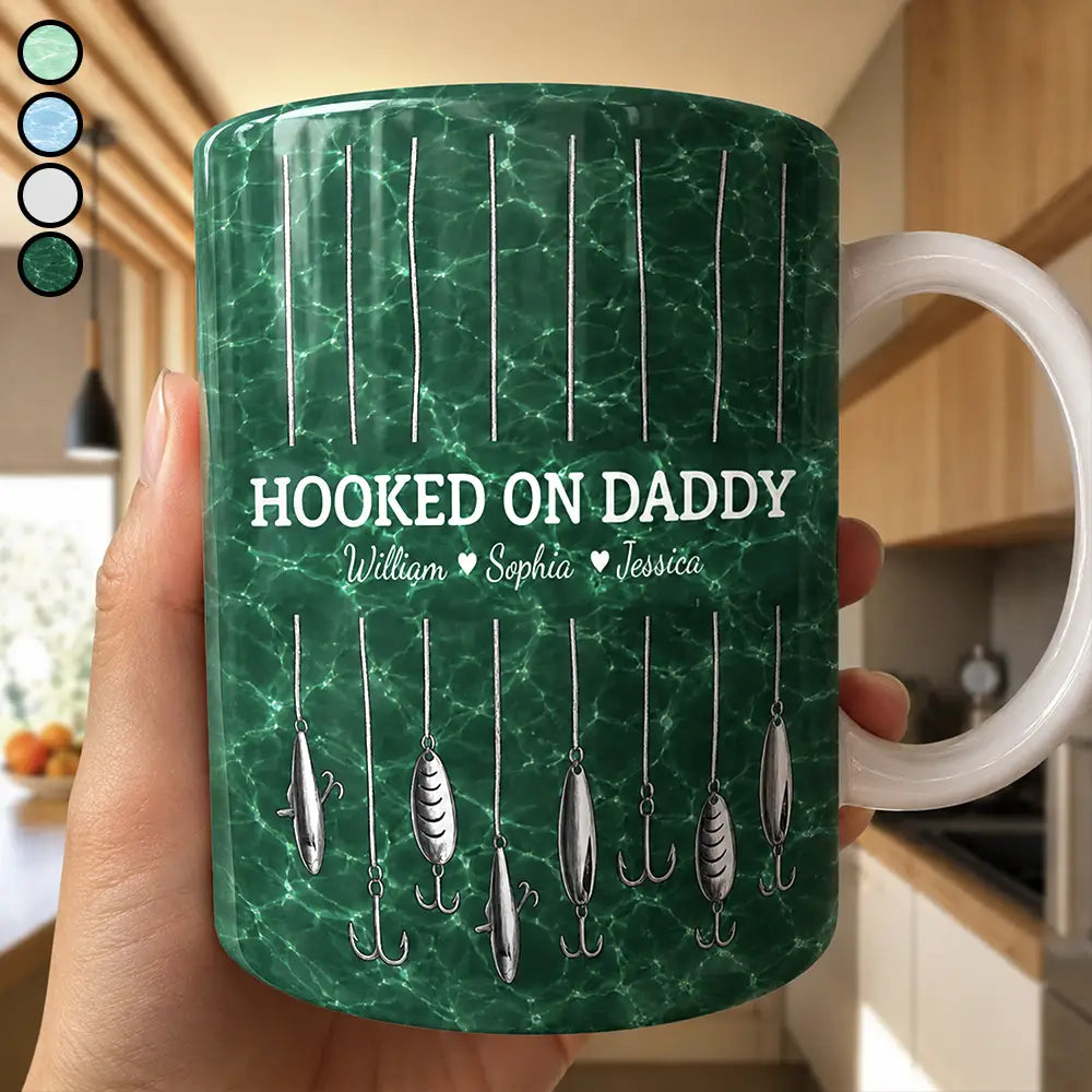 Gift For Grandpa,Grandpa - Grandkids,Gift For Father,Fishing,Icon,Adorable - Reel Cool Dad Grandpa - Personalized White Edge-to-Edge Mug