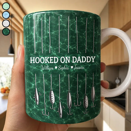 Reel Cool Dad Grandpa - Personalized White Edge-to-Edge Mug
